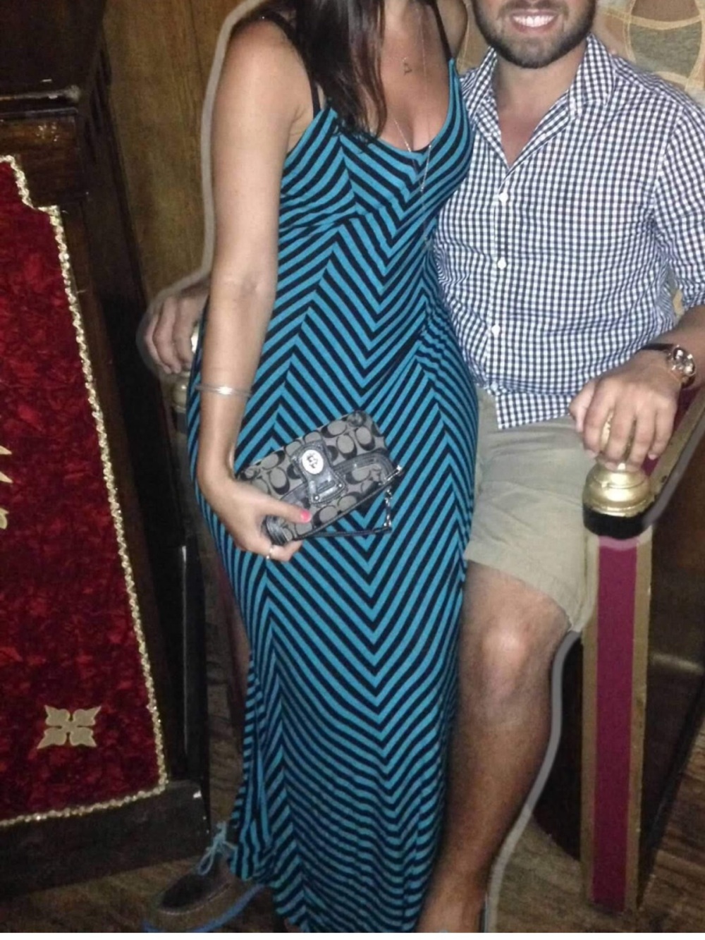 Black and Blue Striped Sleeveless Maxi Dress